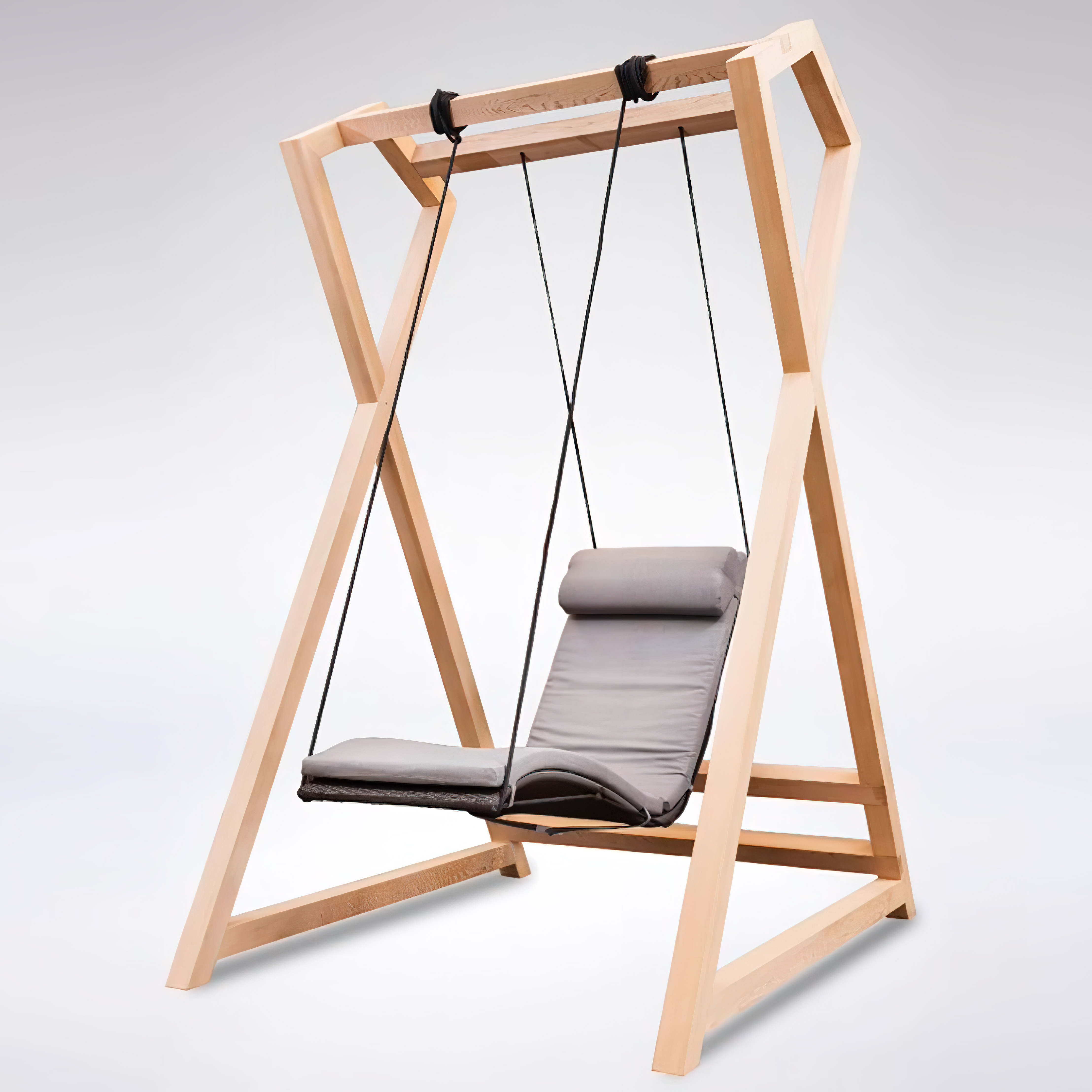 Hängender Relax Sessel aus Aluminium und Rattan mit Kissen - wetterbeständig - Mila / ohne Holzgestell