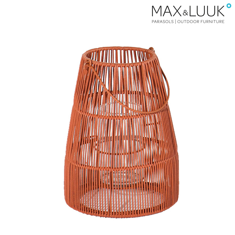 Orange Gartenlaterne aus Aluminium und Geflecht mit Kerzenhalter aus Glas - Max & Luuk - Mace Laterne / 30,5x23cm (HxDm)