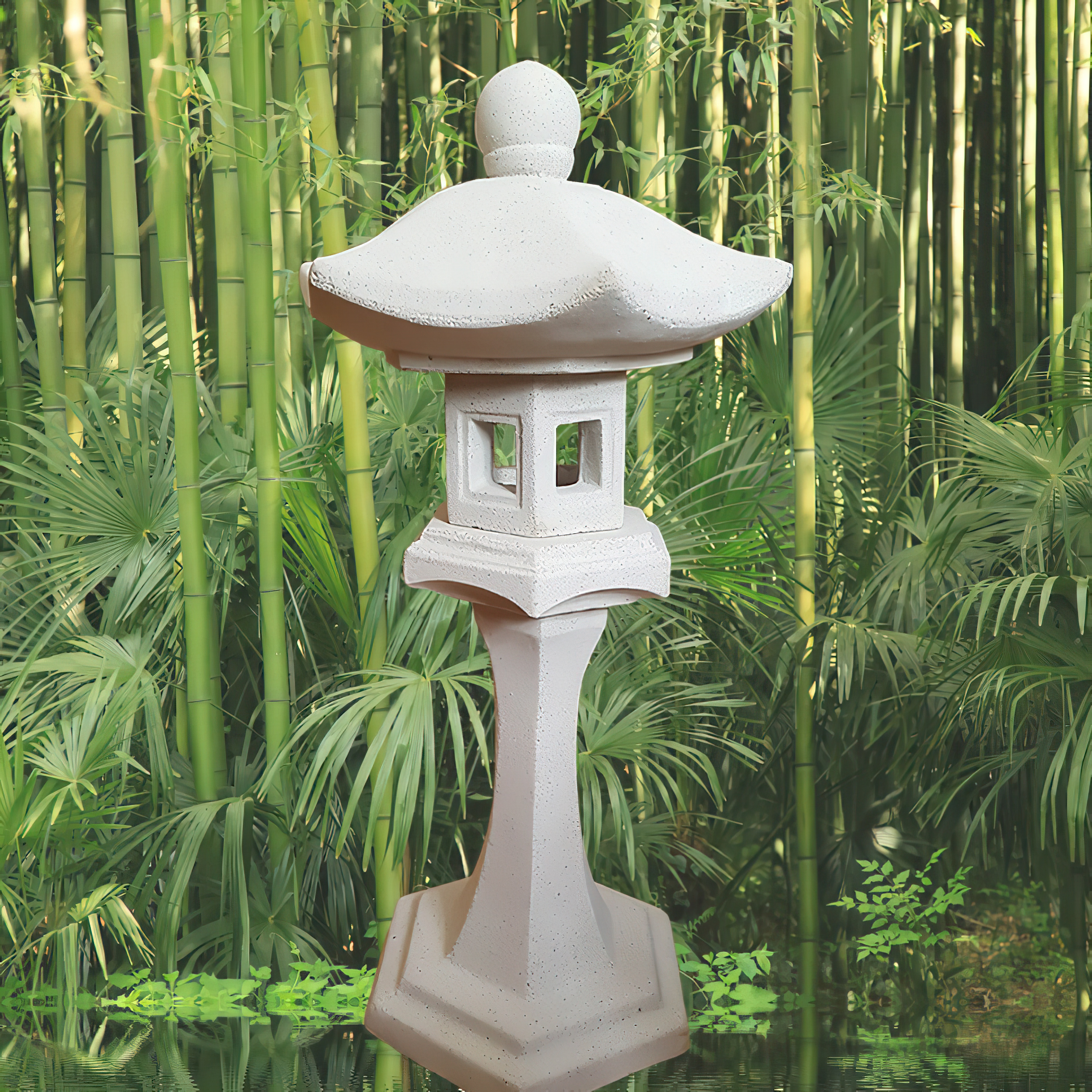 Japanische Garten Stein Lampe - Hiragana / Portland weiß