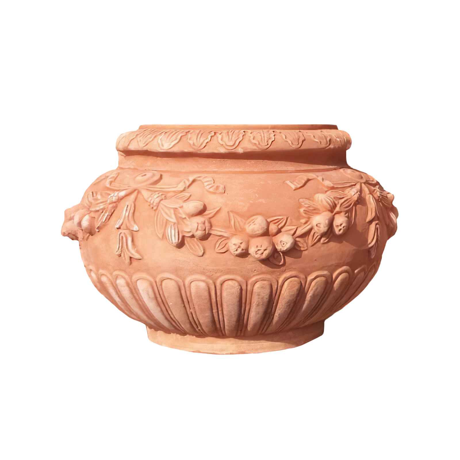 Blumenkübel aus Terrakotta - florales Muster - Elena / 30x40cm (HxDm)