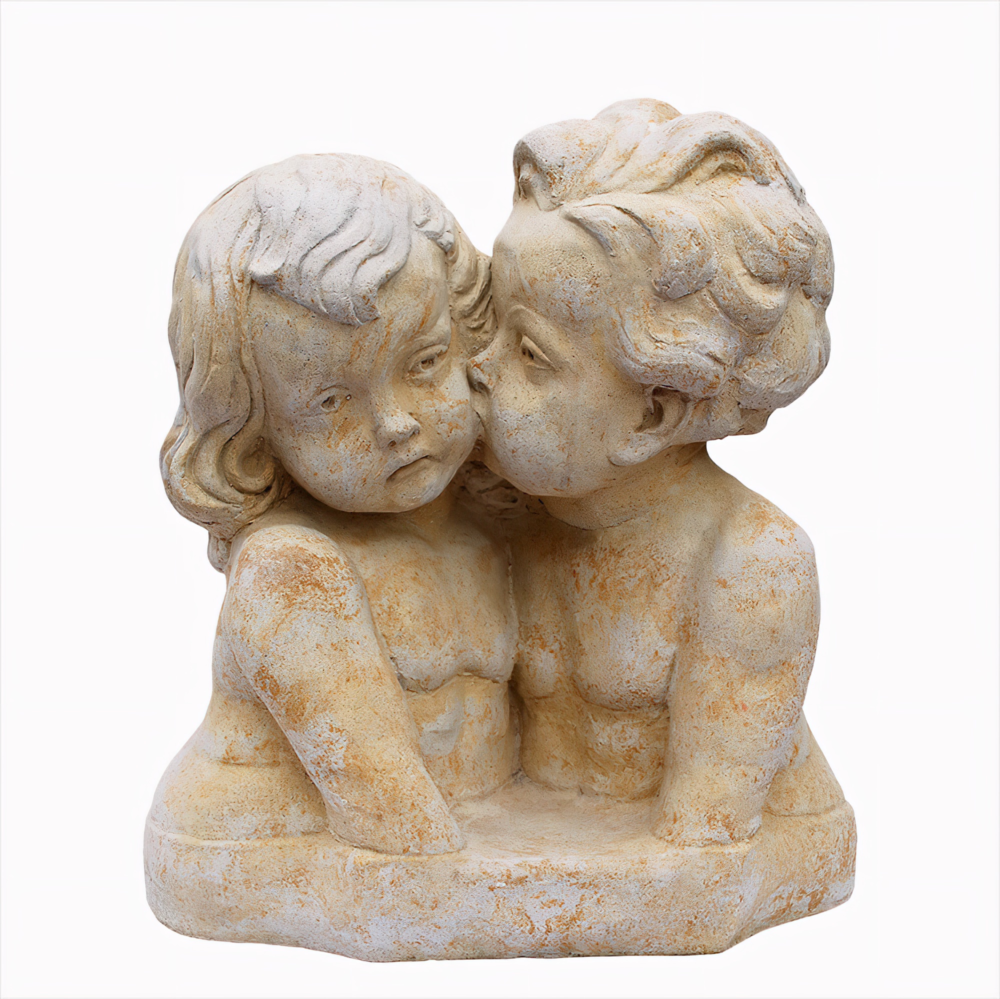 Romantische Kinderskulptur Putte aus Steinguss - Liobra / Weiß