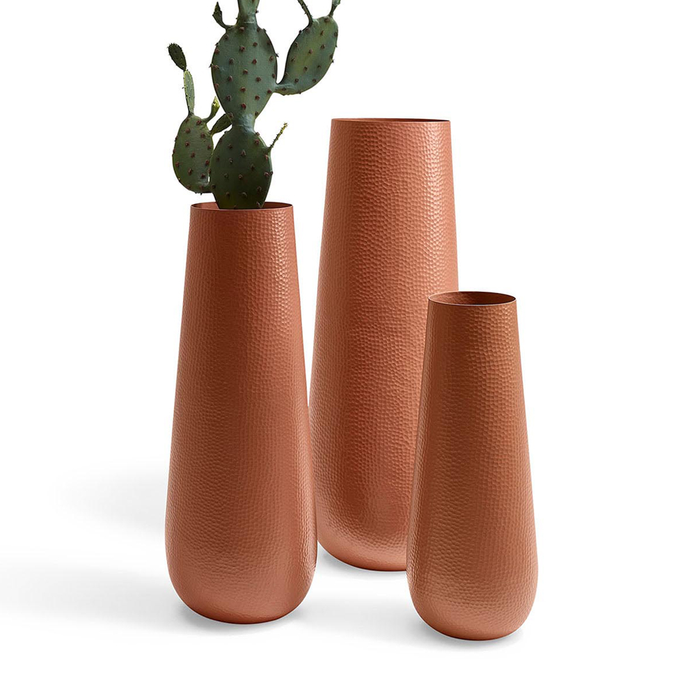 Aluminium Outdoor Vasen in Terrakotta im 3er-Set - Louis Set Orange