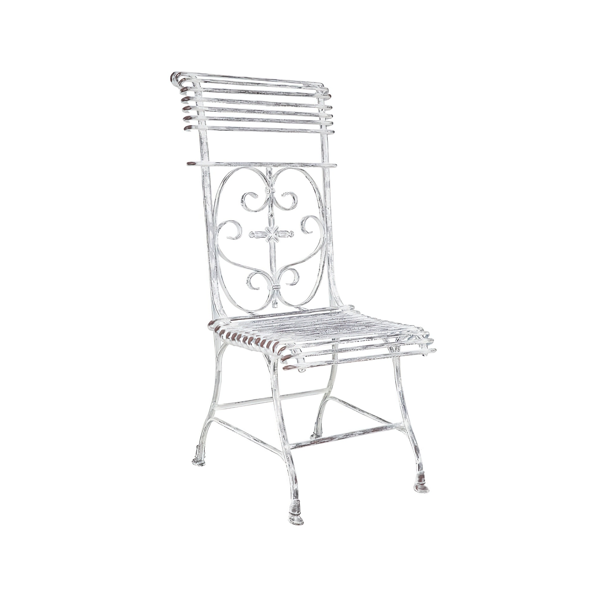 Gartenstuhl mit Kreuz-Motiv aus Schmiedeeisen - Fimani / Grün