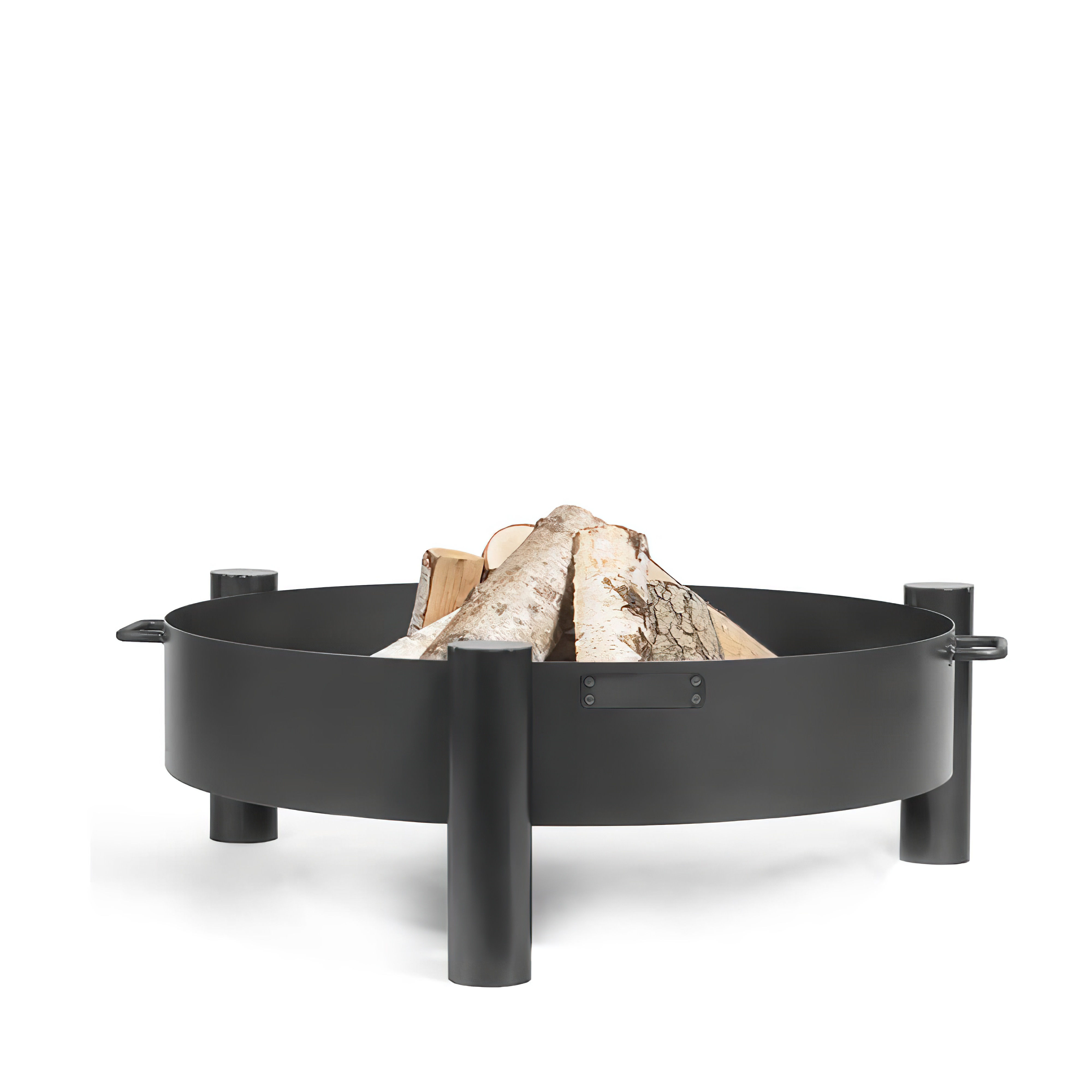 Stahl Feuerschale mit Tragegriffen und drei runden Standbeinen - Thassos Feuerschale / 60cm / ohne Abdeckung
