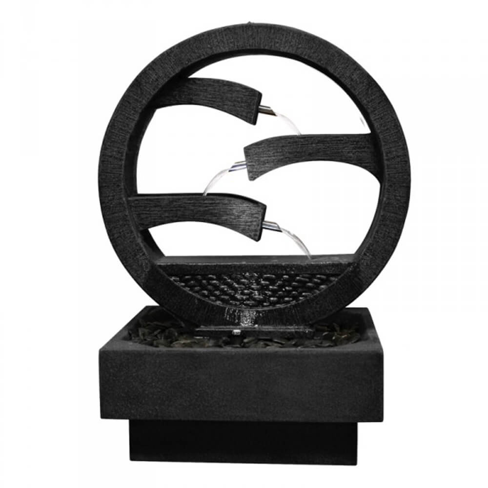 Exklusives Kaskaden Wasserspiel für drinnen & draußen aus Fi-Beton - Kahewei / Schwarz