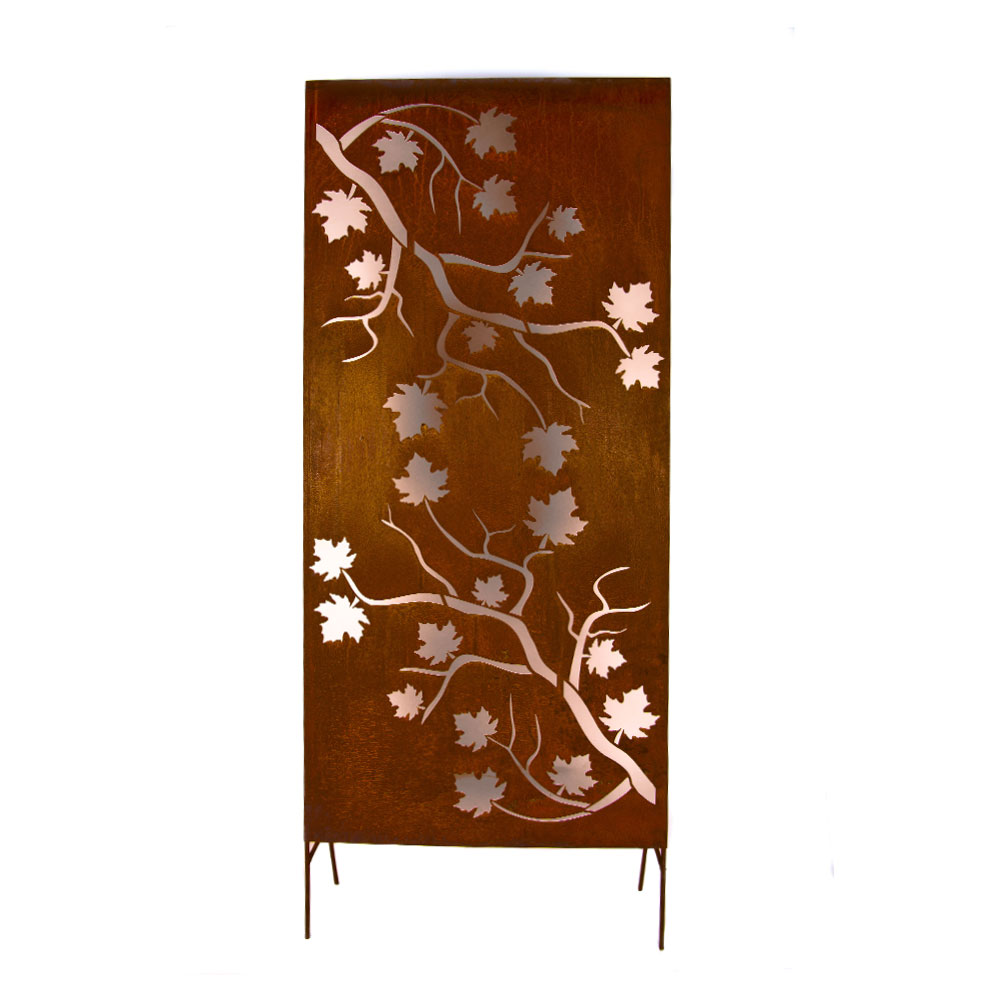 Garten Sichtschutz aus Rost Metall mit Ahornblättern - Acero