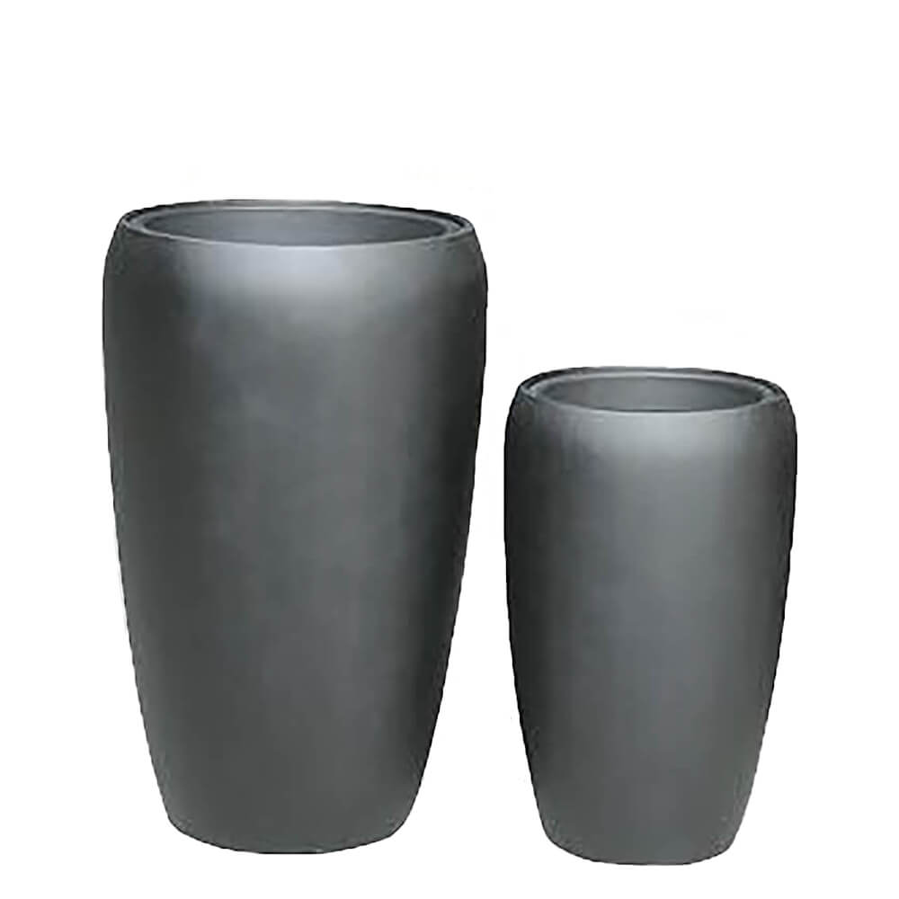 2er Set Pflanzvasen mit Einsatz - Polystone - Schwarz - Outdoor - Benard / ohne Wasserstandsanzeiger