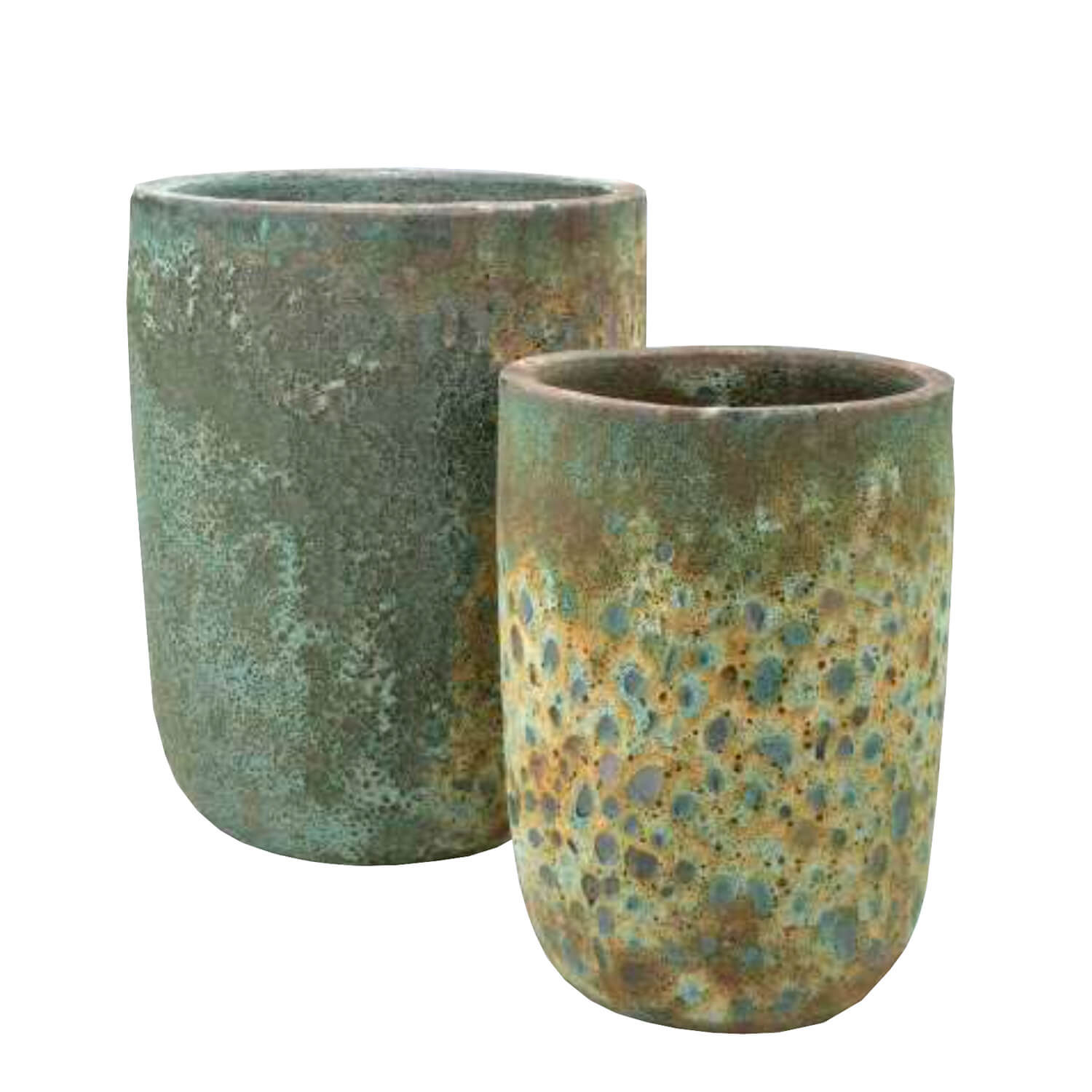 Outdoor Blumentopf 2er Set - grün - Antik Look - Ferla