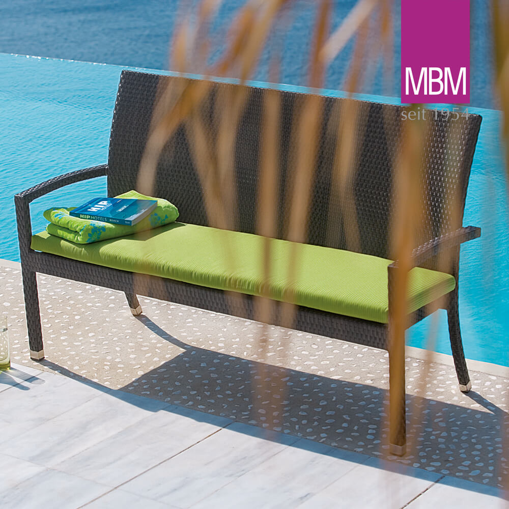 3-Sitzer Gartenbank dunkelbraun - MBM - Polyrattan & Aluminium - Gartenbank Bellini / ohne Sitzkissen