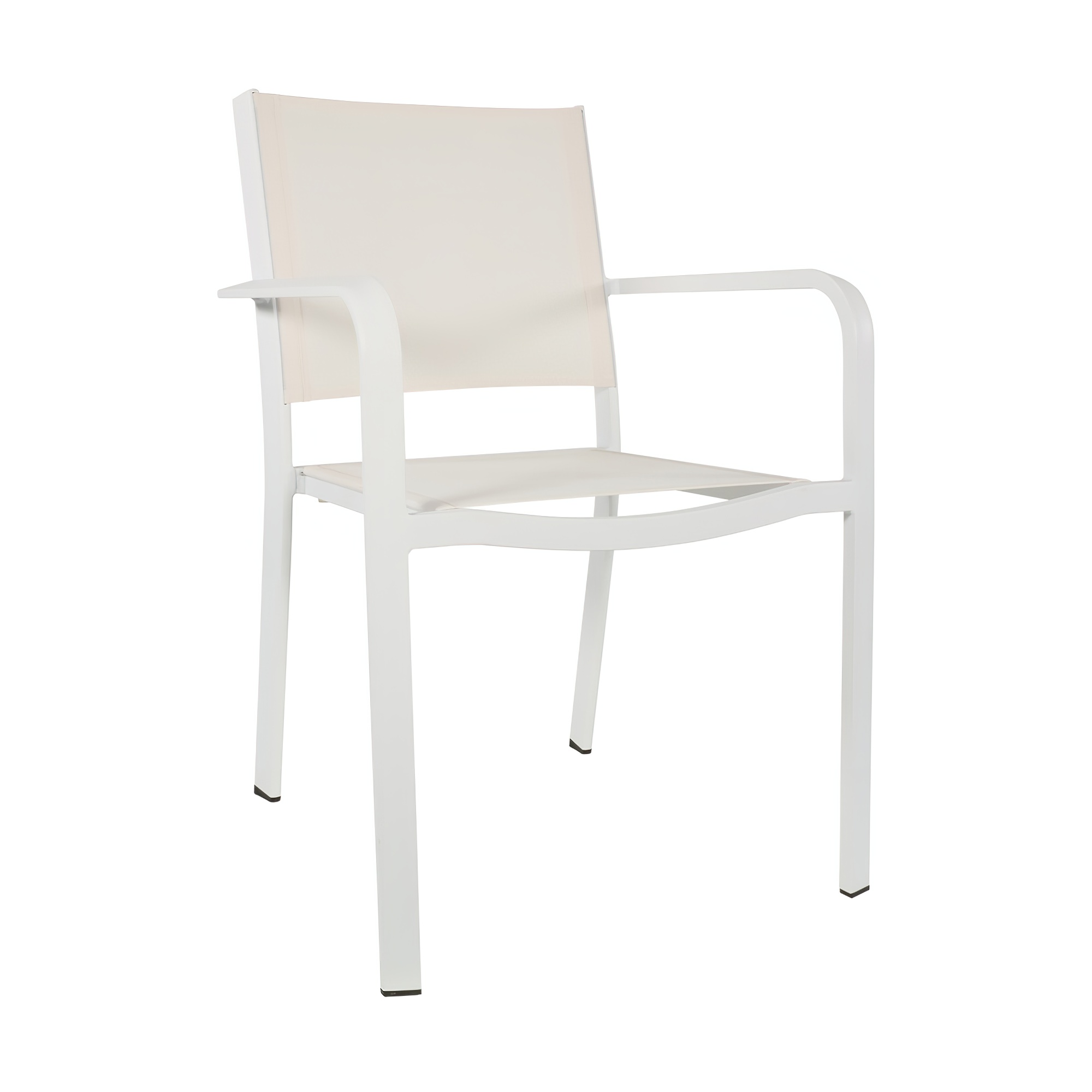 Weißer Aluminium Garten Stapelstuhl mit Textylen-Sitzfläche - Kruno / Weiß