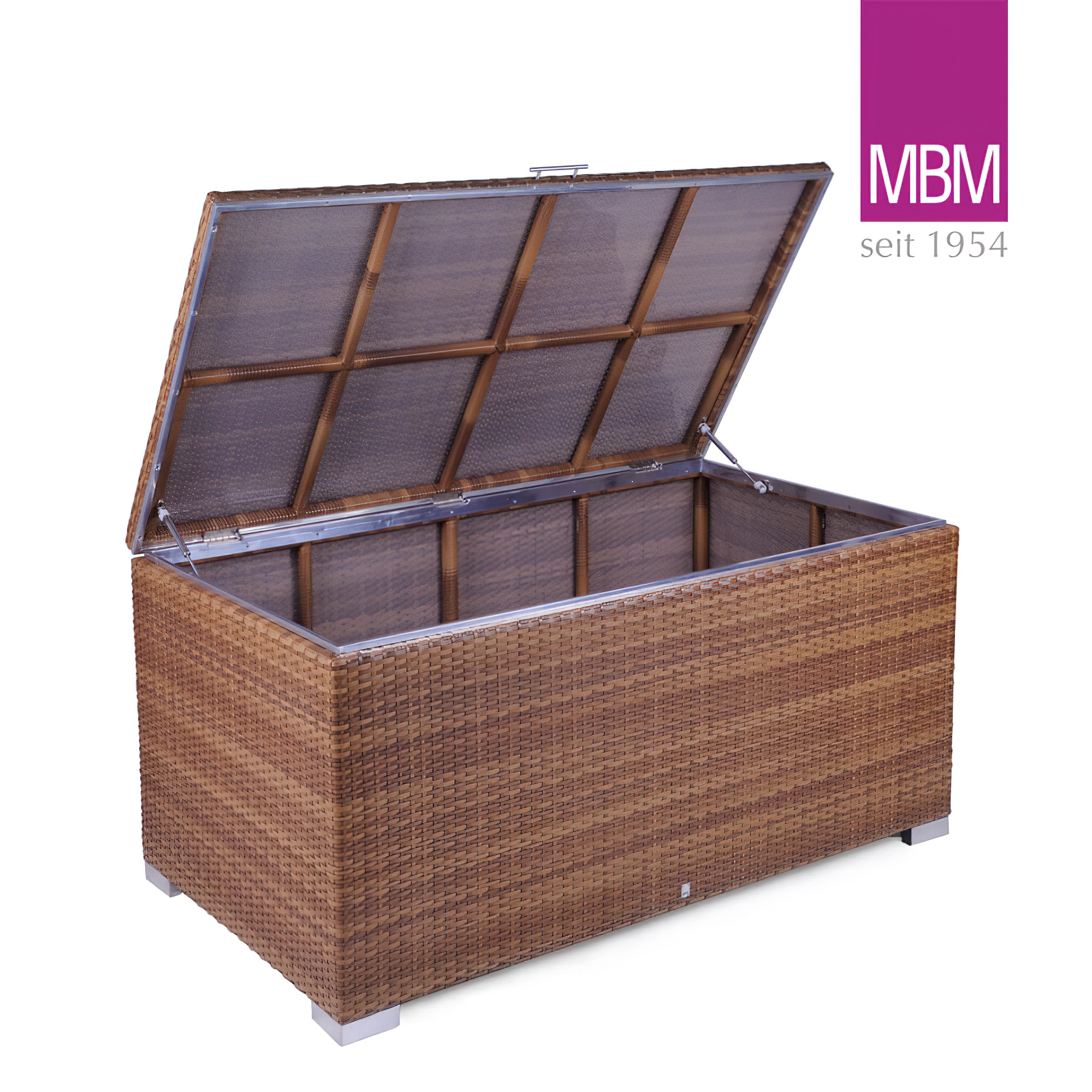 Große Kissentruhe aus Mirotex & Aluminium von MBM - Kissentruhe Bellini