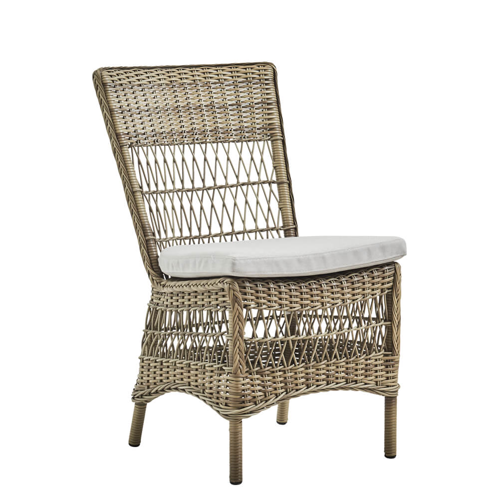 Geflochtener Gartenstuhl mit Rückenlehne in antikgrau - Gartenstuhl Fritzi / ohne Kissen