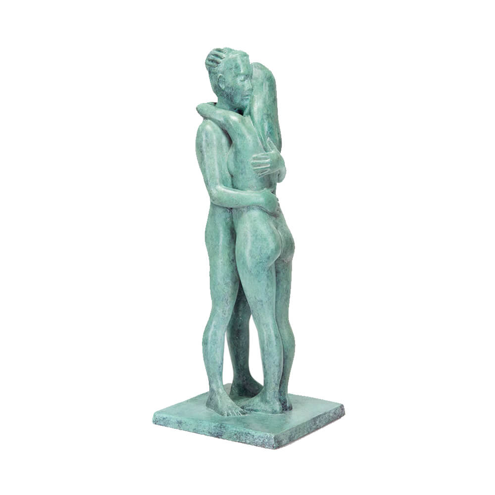 Kleine Dekofigur aus Bronze - Pärchen - grüne Patina - Liebespaar