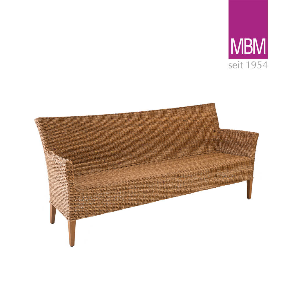 Gartenbank 3 Sitzer - von MBM - Alu, Geflecht & Resysta - braun - Gartenbank Madrigal / ohne Sitzkissen