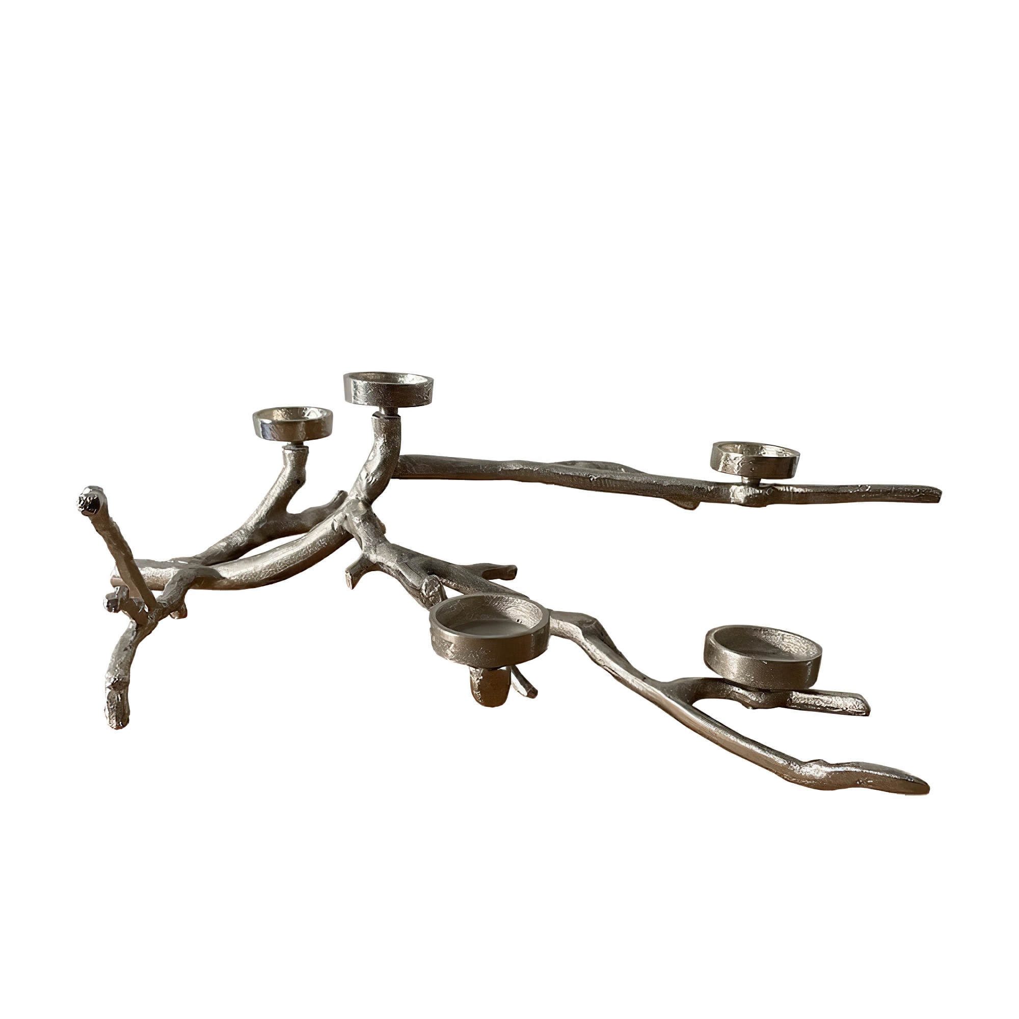 Dekorativer Teelichthalter als Ast - Aluminium silberfarben - Aurelia