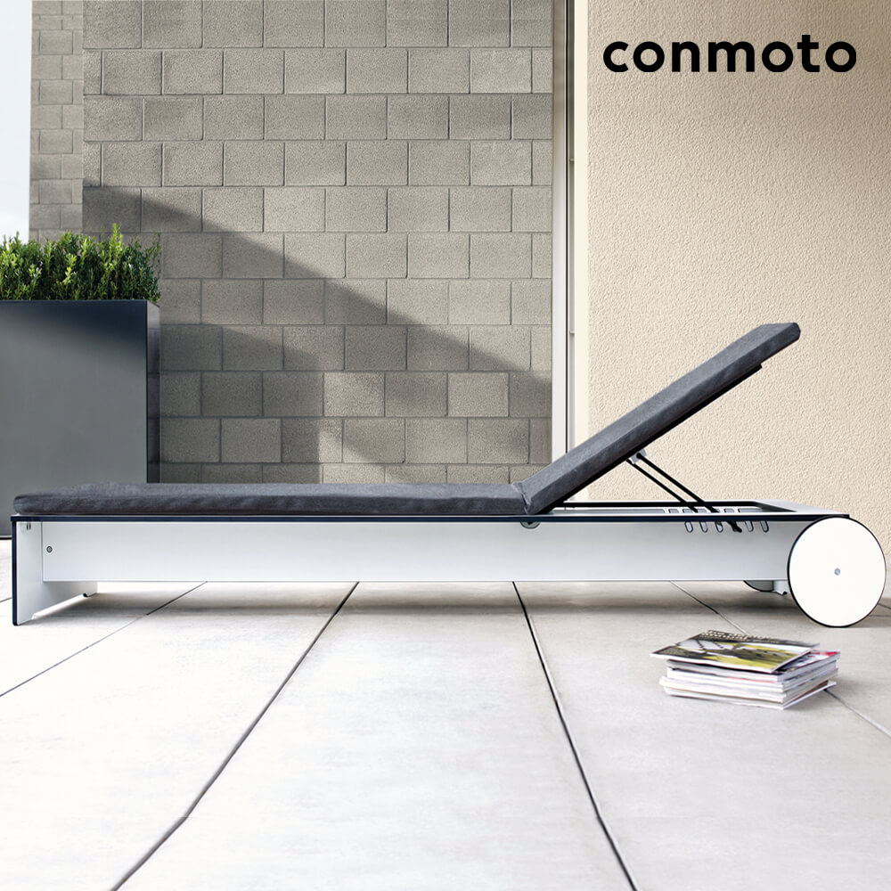 HPL Sonnenliege mit Rollen - verstellbare Rückenlehne - Riva Liege / Anthrazit / ohne Auflagen