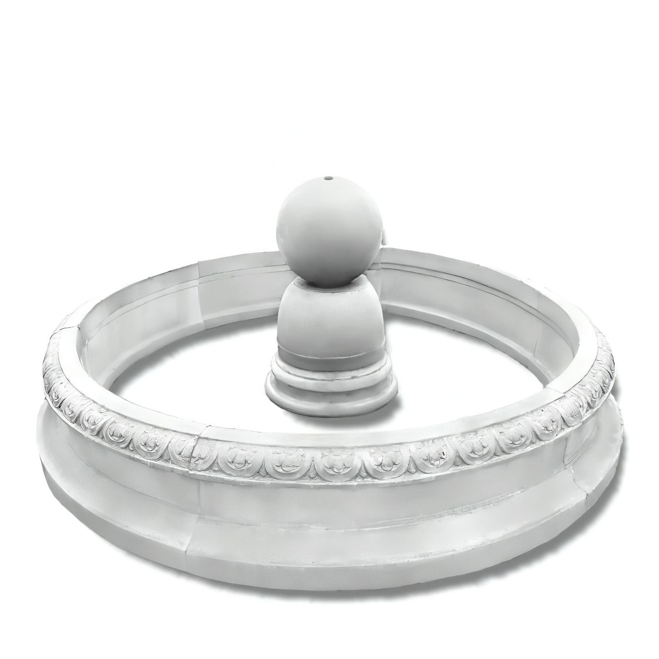 Garten Kugelbrunnen aus Steinguss inklusive Umrandung und Pumpe - Ettile / Antikia