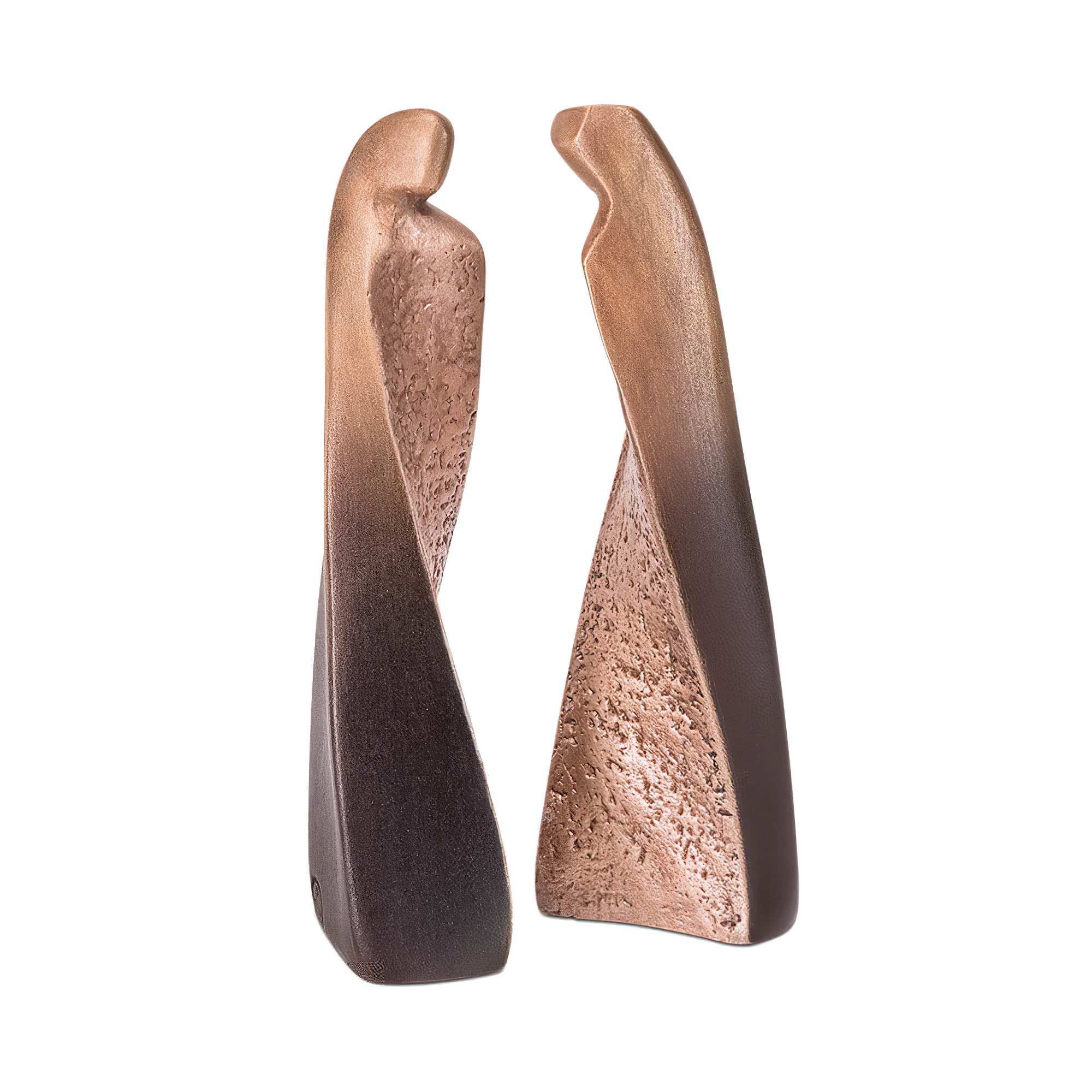 Abstrakte Gartenplastik - wetterfeste Bronze - Yin-Yang / Bronze Patina grün