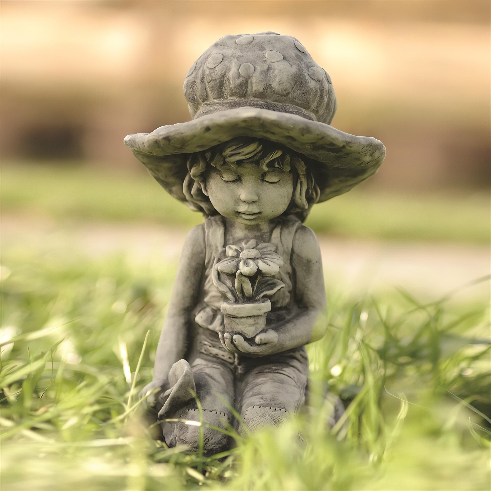 Sarah Kay Garten Steinfigur mit Mädchen - Stella