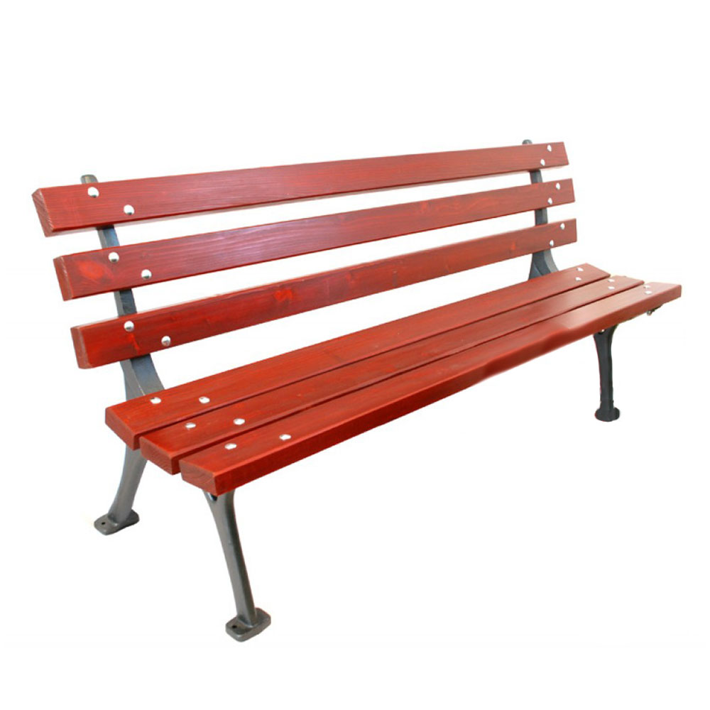 Gartensitzbank aus Holz und Gusseisen mit Rückenlehne - Hampus