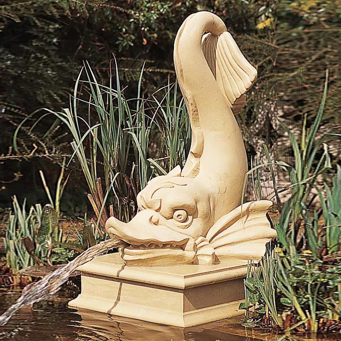 Wasserspeiender Fisch Steinguss - Jürmala / Sand