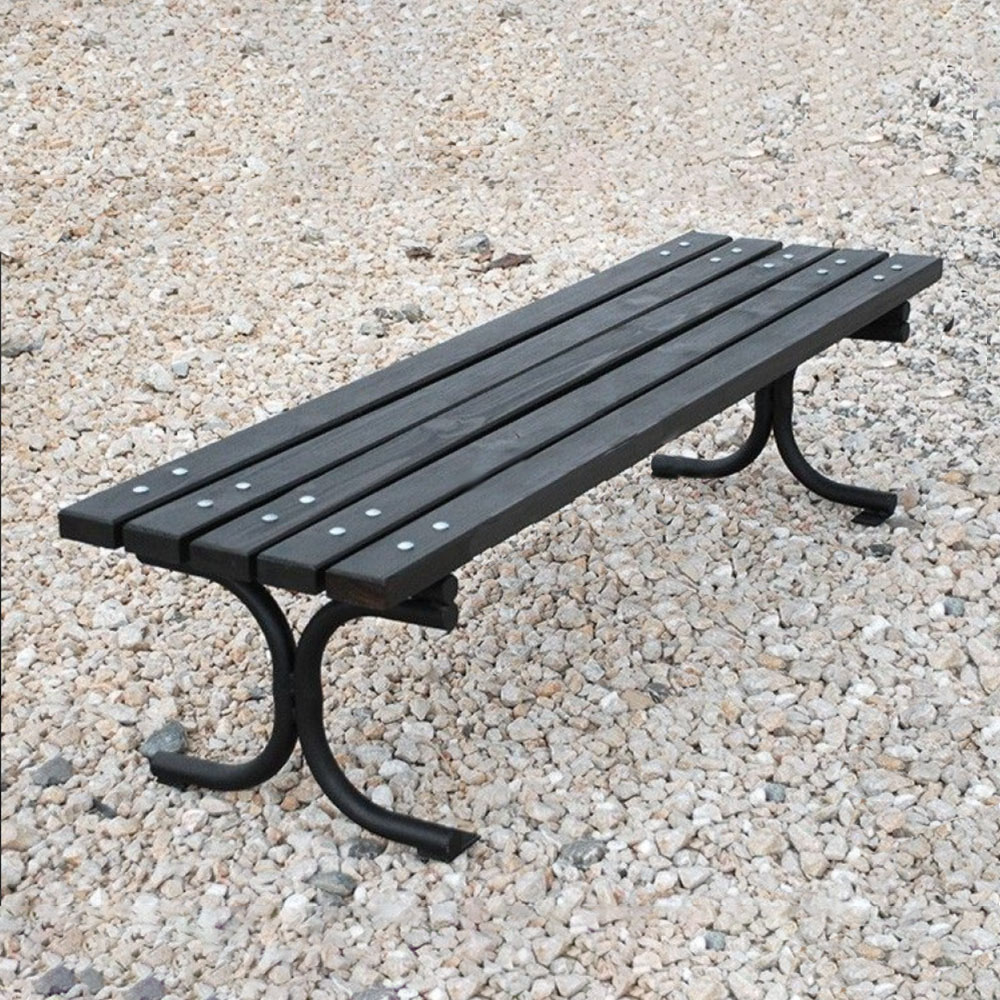 Zeitlose Gartenbank aus Metall und Holz ohne Arm- und Rückenlehne - Harald