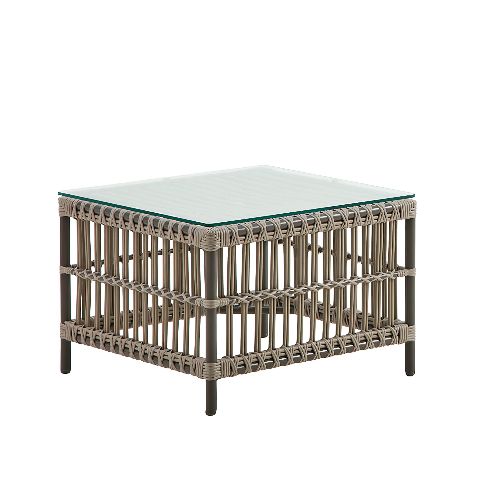 Wetterfester Kaffeetisch für die Loungeecke im Garten in moccachino - Beistelltisch Caya / ohne Glasplatte