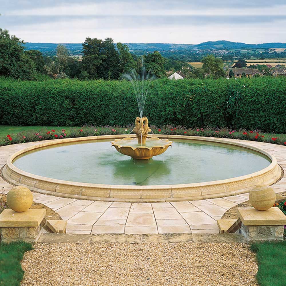 Garten Springbrunnen Sandstein groß - Loto Delfino / Sand / 420cm (Außendurchmesser)