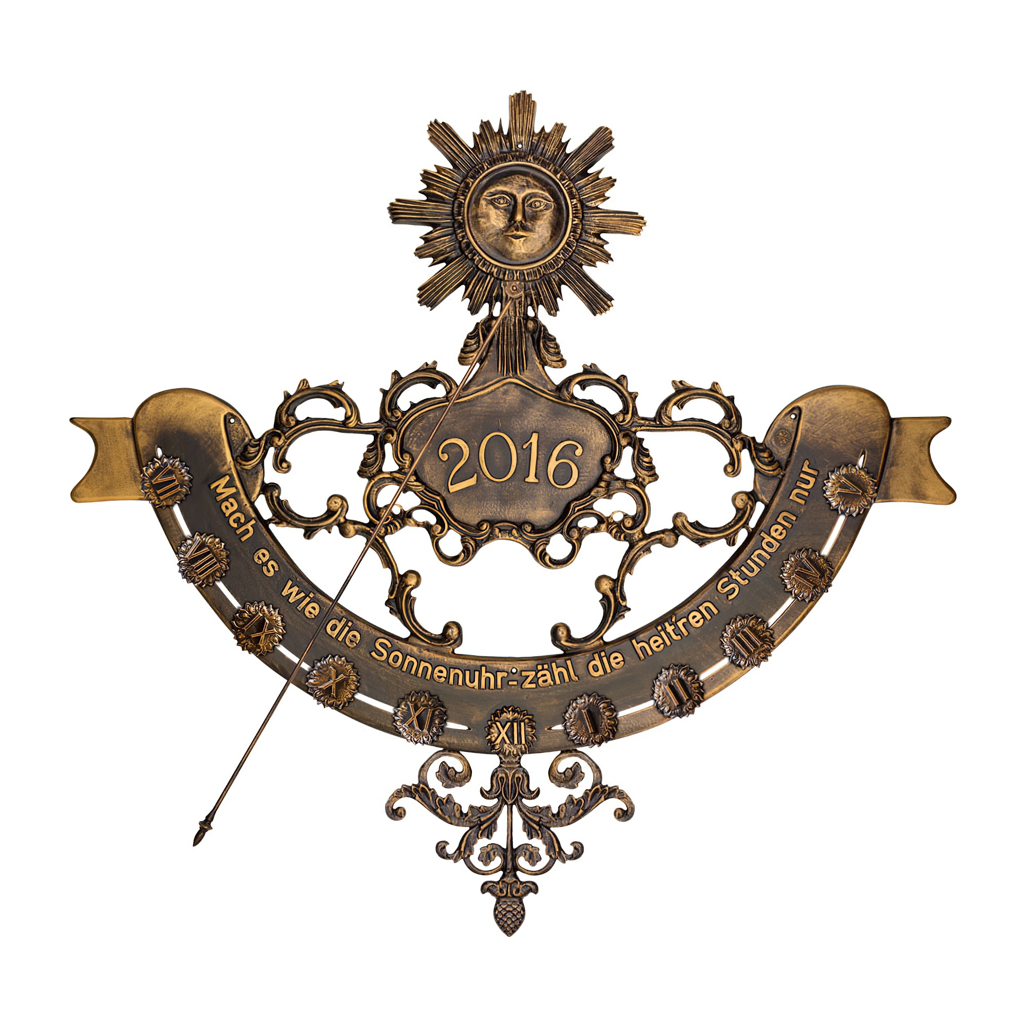 Metall Sonnenuhr mit Jahreszahl für die Hauswand - Wandsonnenuhr Jahreszahl