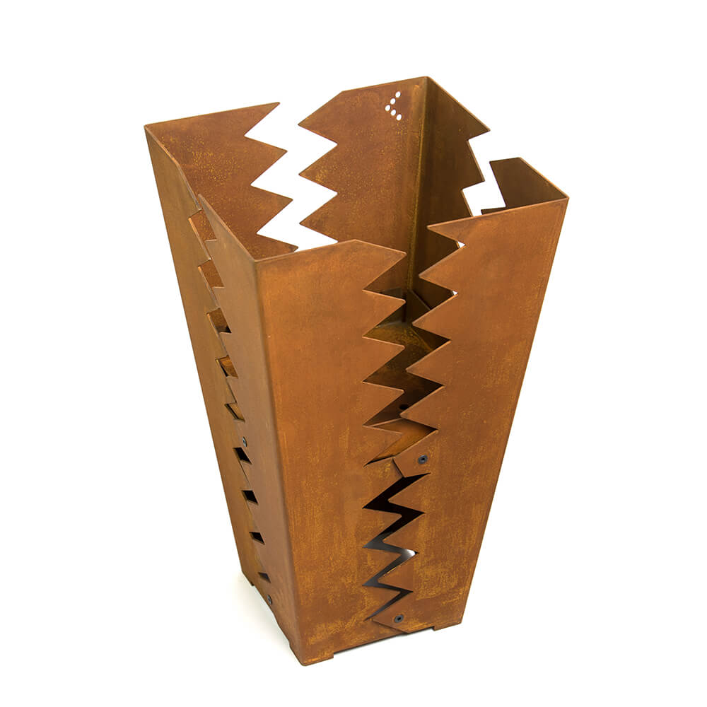 Moderne Feuerschale aus Stahl in Rost Optik - Styx