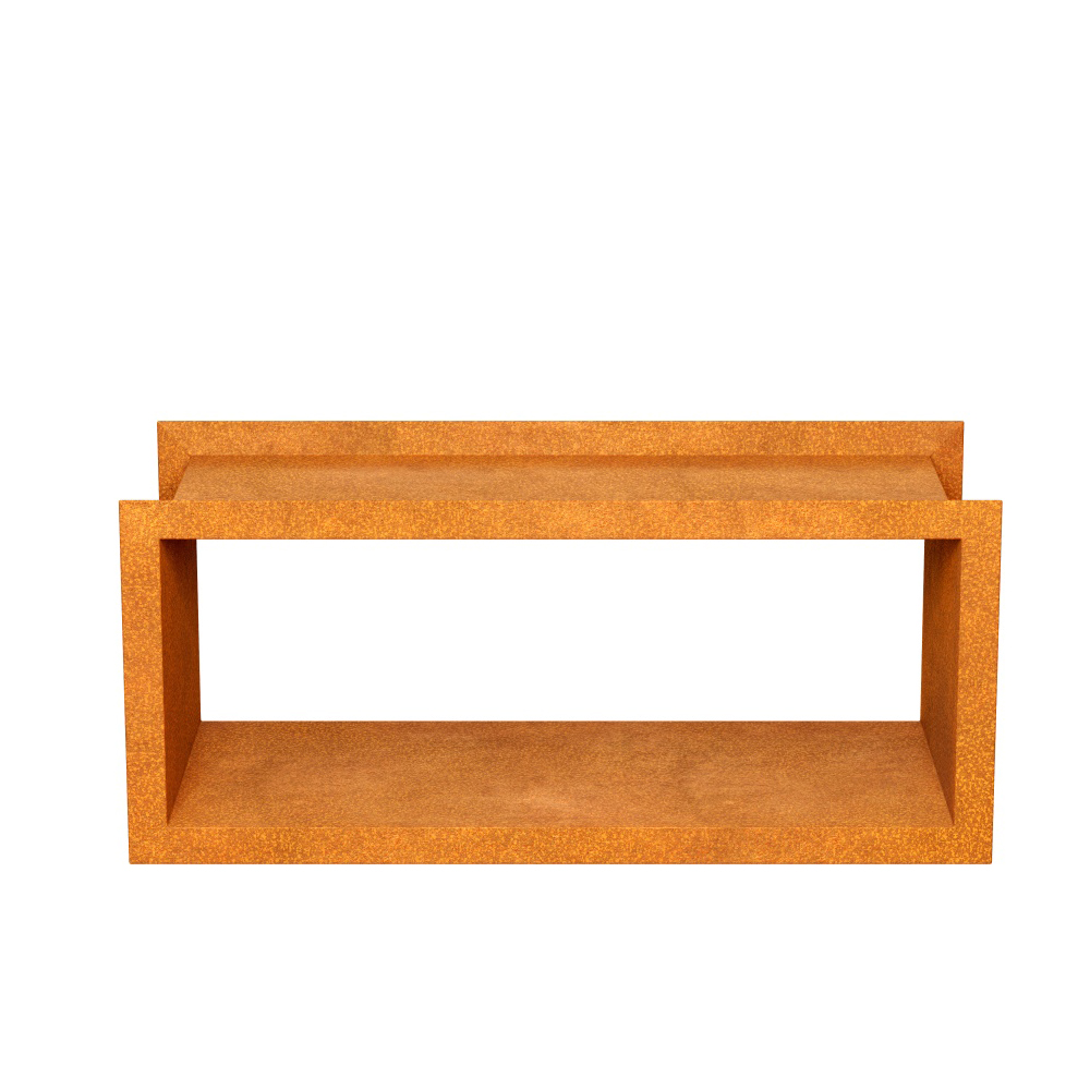 Rechteckiges Cortenstahl-Regal stilvolles Outdoor-Element für Deko & Feuerholz