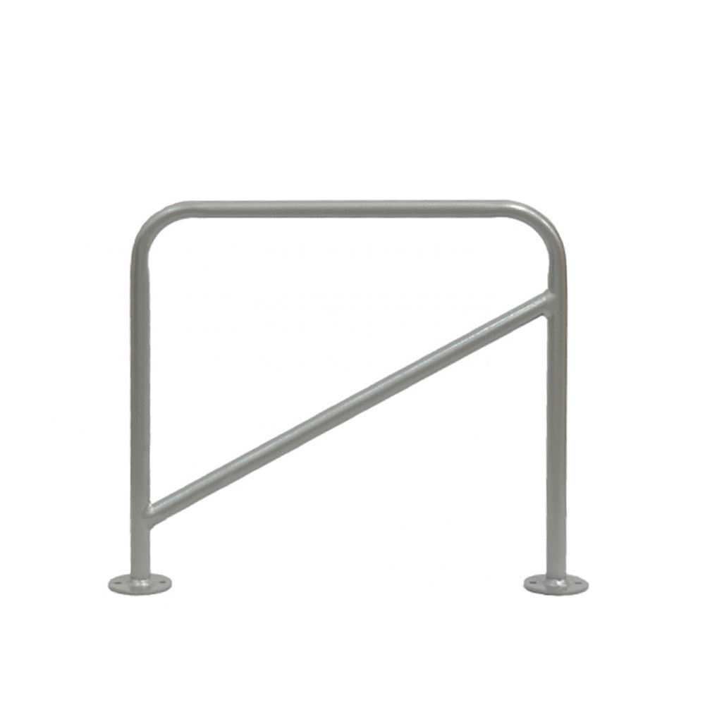 Silberner Fahrradständer aus Metall für den Gartenbereich