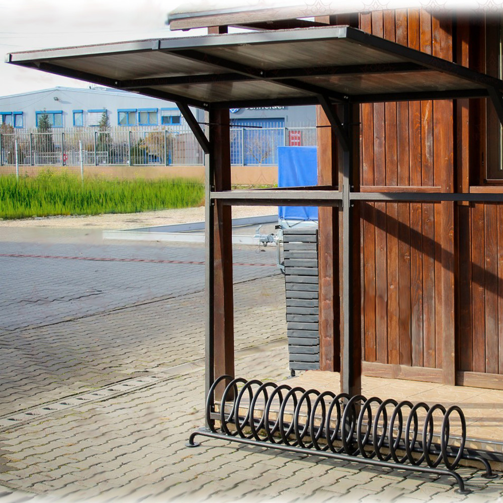 Überdachter Fahrradständer aus Metall für mehrere Fahrräder - Gigja / Grün