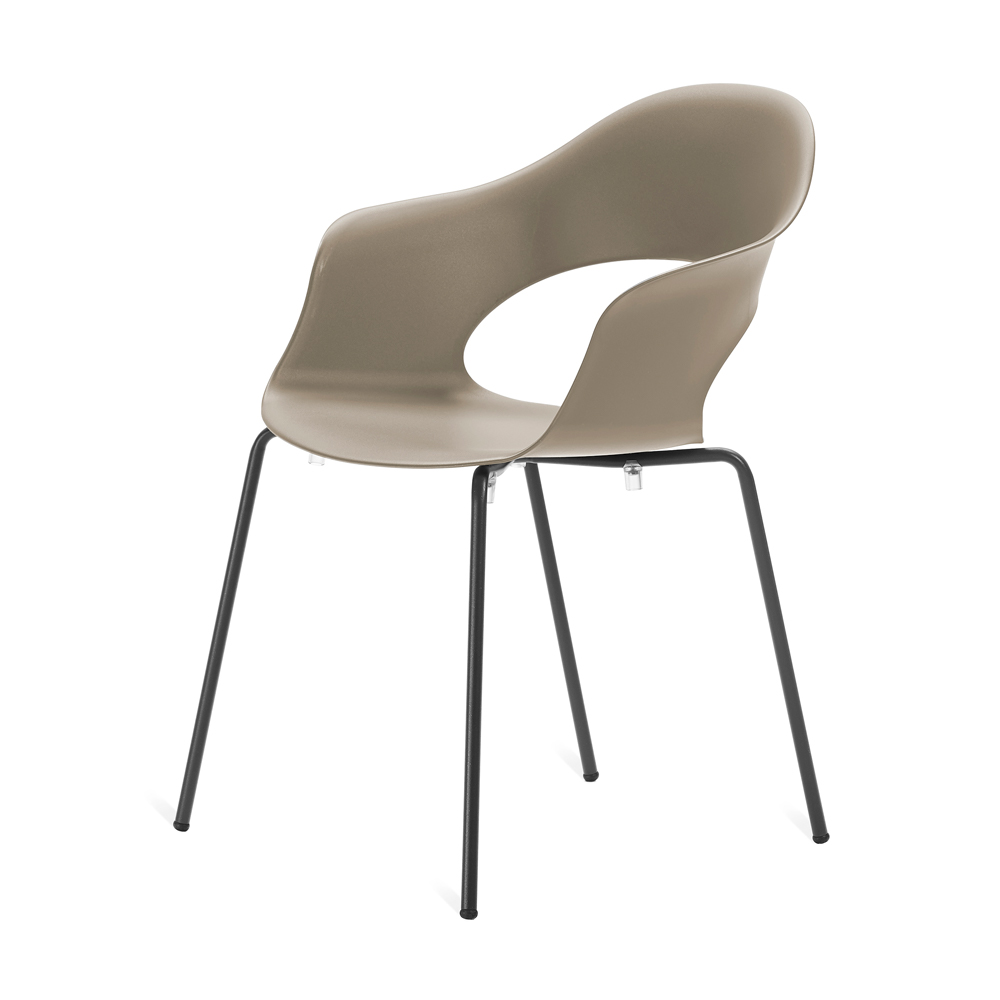 Leichter Stapelstuhl aus Kunststoff mit Formschale - Ramena / Anthrazit/Natur