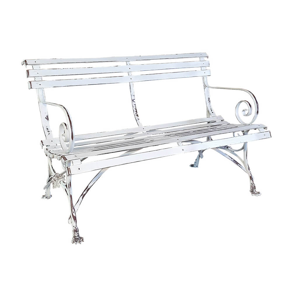 Rustikale 2-Sitzer Gartenbank aus Schmiedeeisen - Louan / 120x60cm (BxT) / Grün