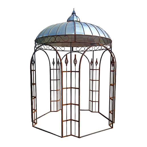 Antik Pavillon für ganzjährige Aufstellung im Garten - Sidonie / grün / ohne Dach