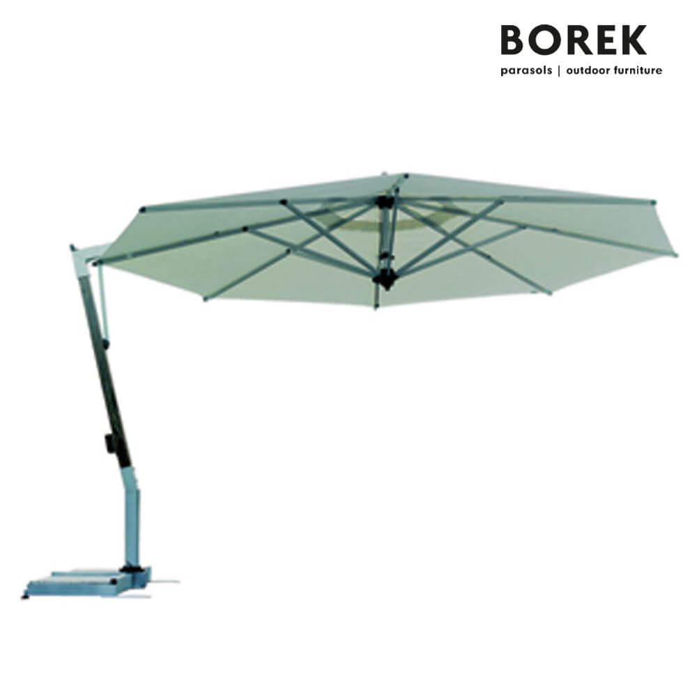 Moderner Ampelschirm von Borek - Aluminium & Teakholz - mit Kurbel - drehbar - Capri Sonnenschirm teak / Schwarz / 400cm