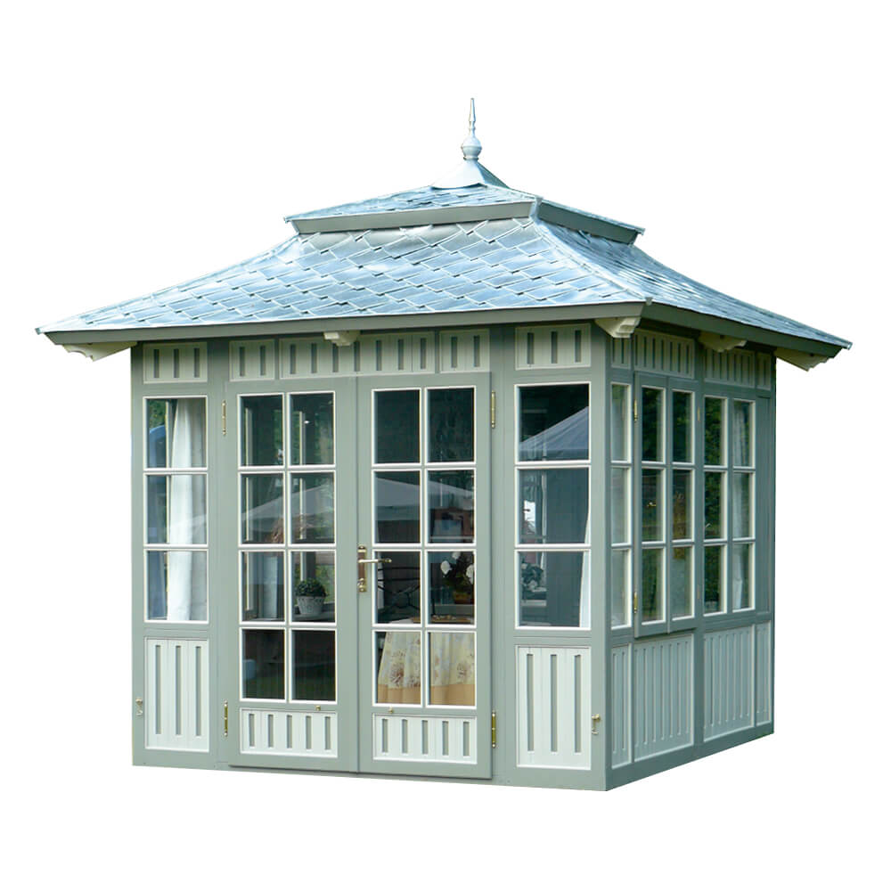 Viereckiges Holz Gartenhaus mit Metall Walmdach - Casentino