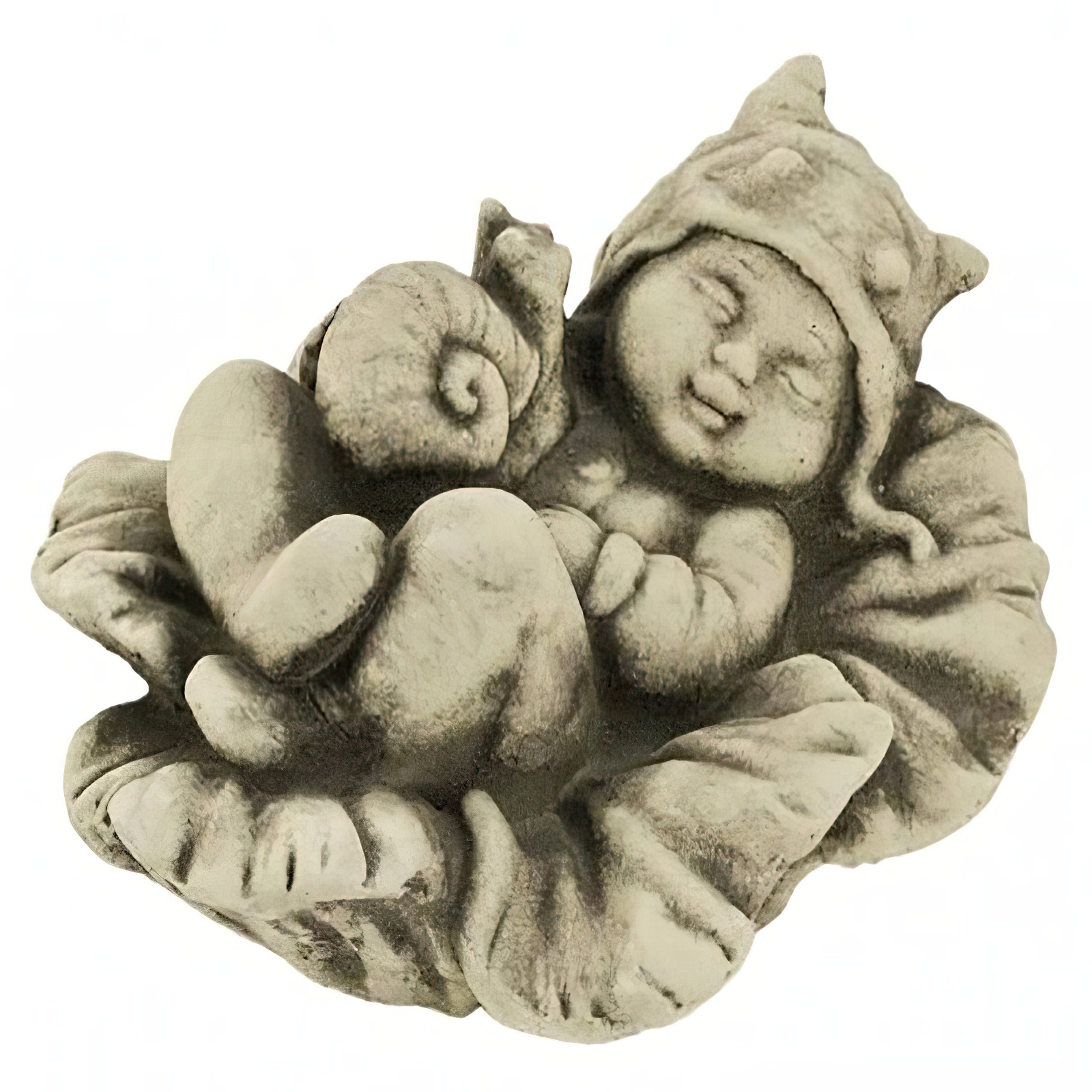 Schlafender Garten Wichtel aus Steinguss - Phineus Columba / ohne Stab