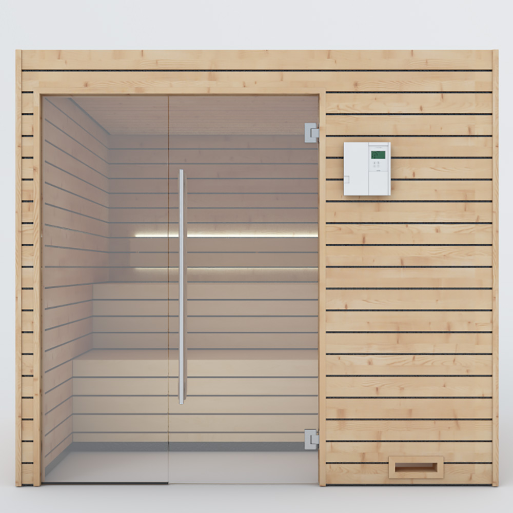 Traditionelle Indoor Qualitätssauna aus Fichtenholz mit Glastür für 2 bis 4 Personen - Kiva