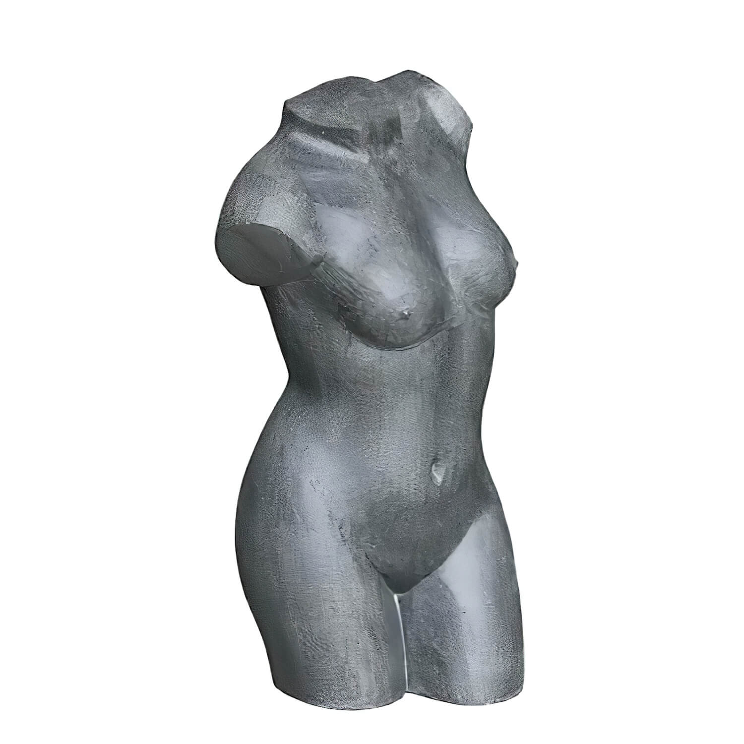 Weiblicher Torso aus Polystone in Zement Optik antik - Asterta