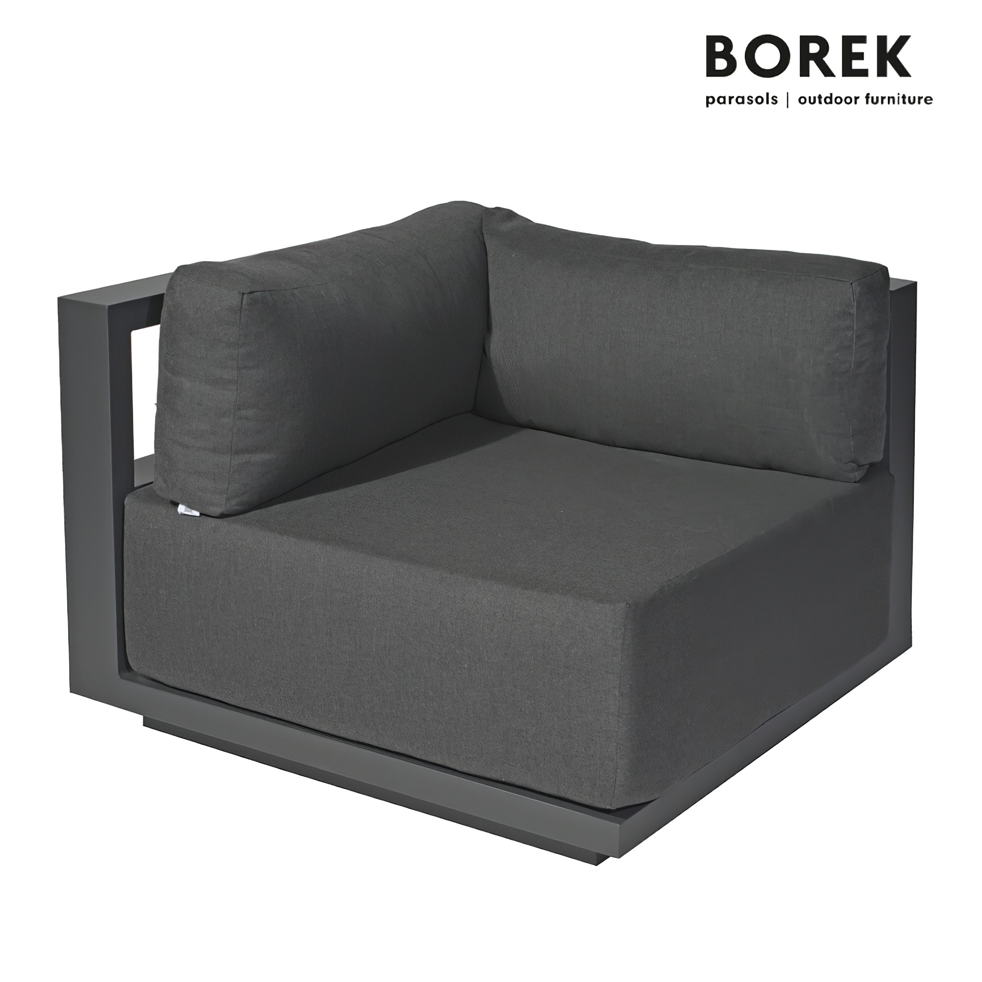 Garten Ecksofa von Borek - Aluminium - grau - mit Kissen - modern - Murcia Eck-Sitzmodul  / Anthrazit