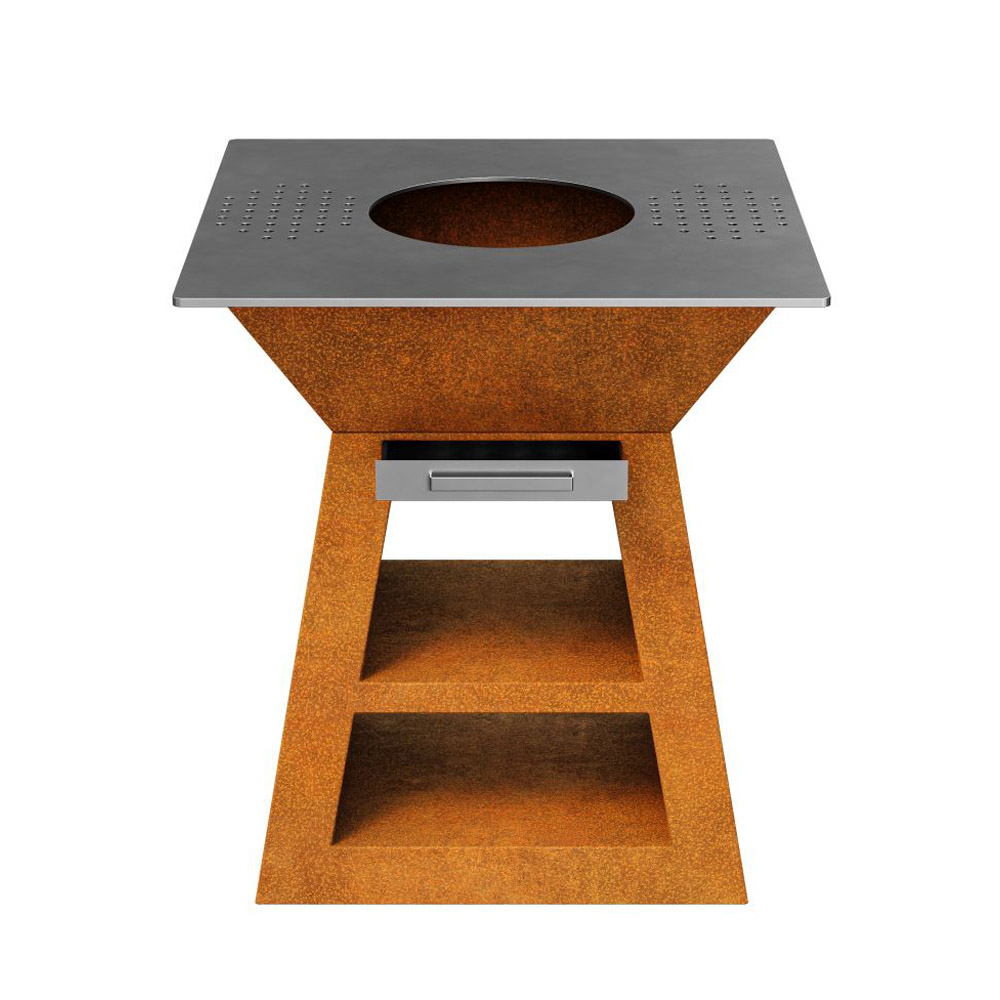 Eckiger Gartengrill aus Cortenstahl