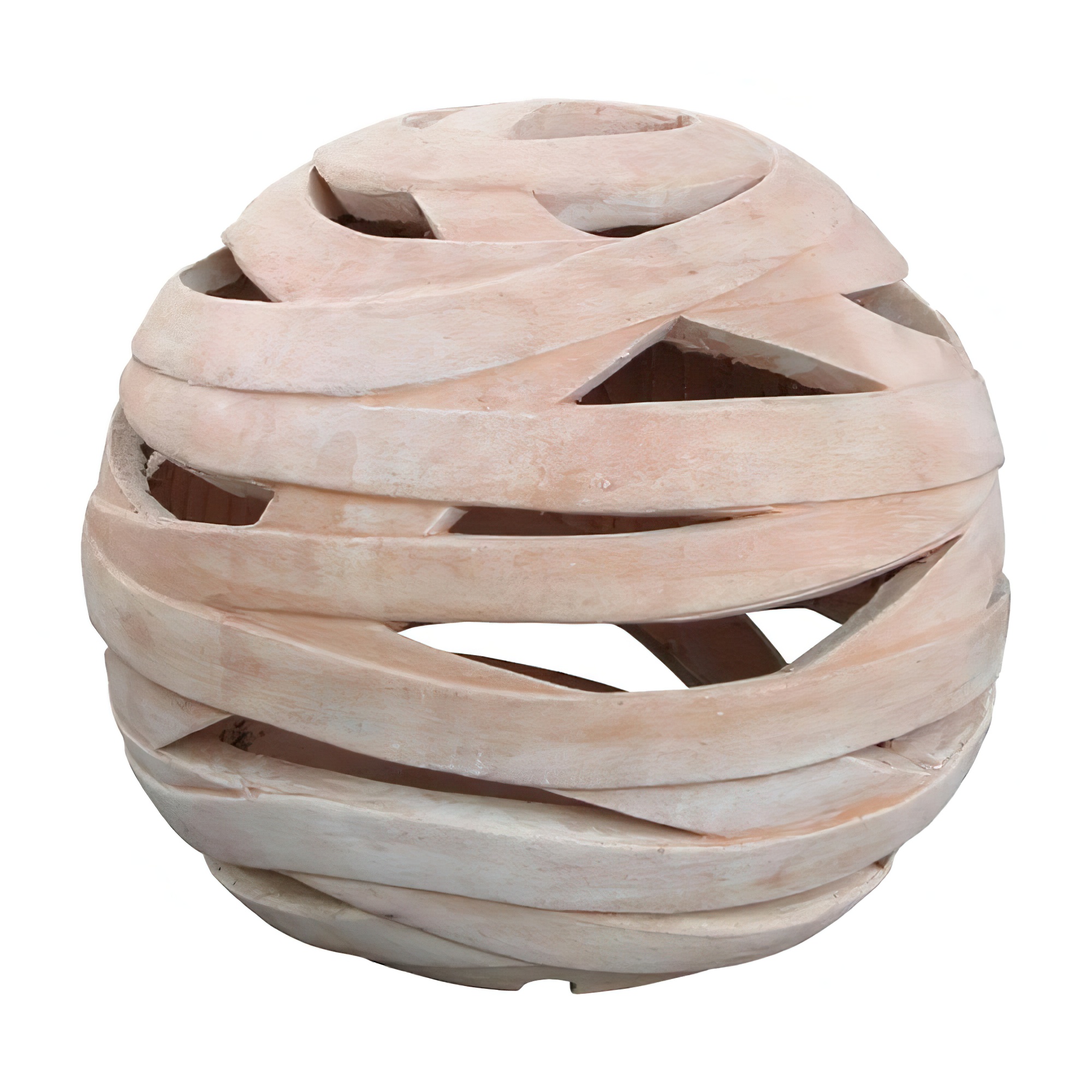 Sfera in ceramica con fasce a spirale aperte come decorazione esclusiva per il giardino