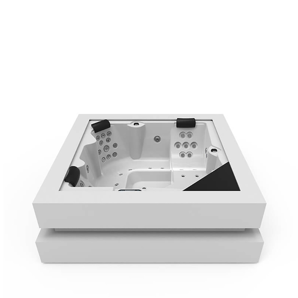 Quadratischer Whirlpool für 5 Personen - moderne Ausstattung - Nania / Außenverkleidung Walnut