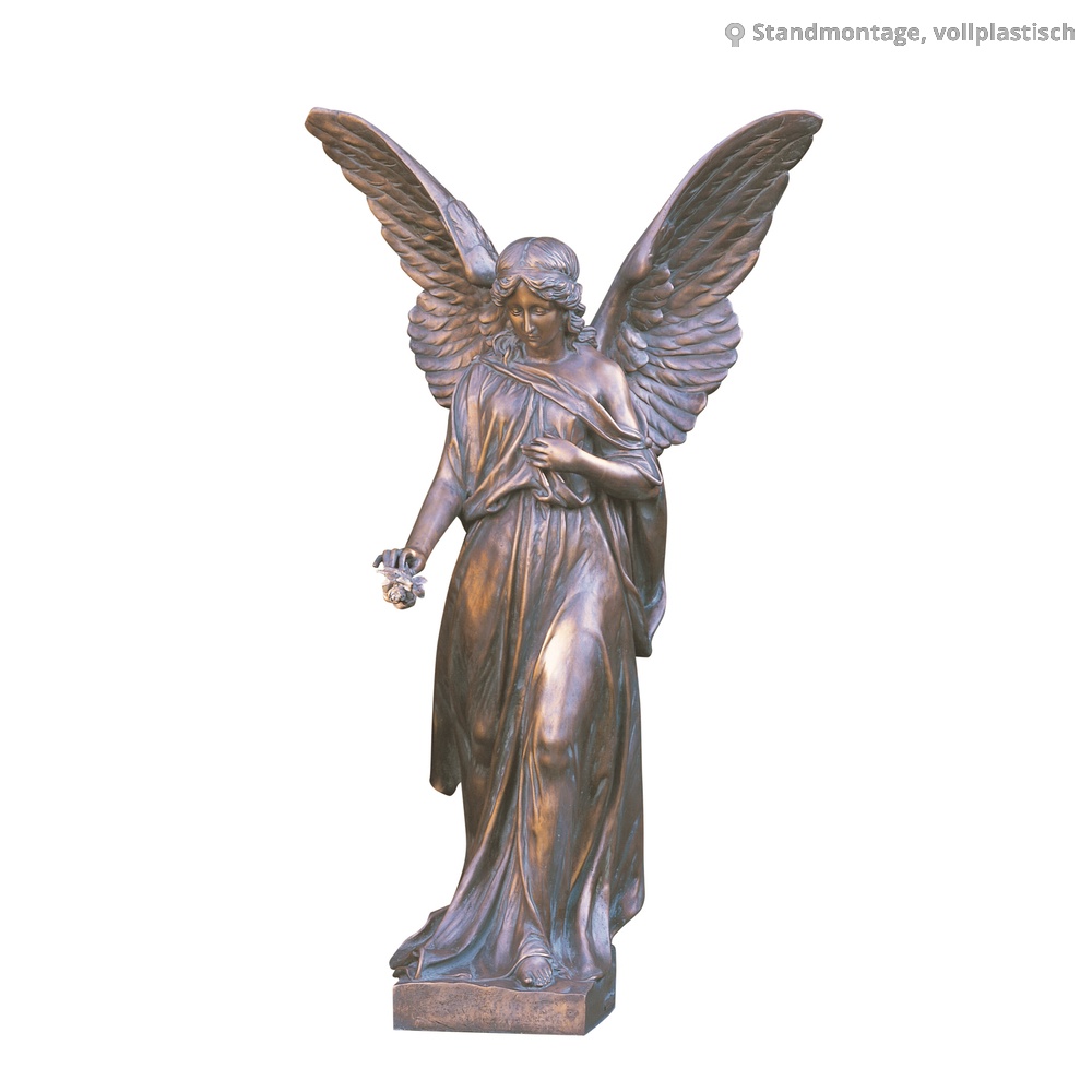 Statue d'ange en bronze avec ailes déployées pour décoration de jardin