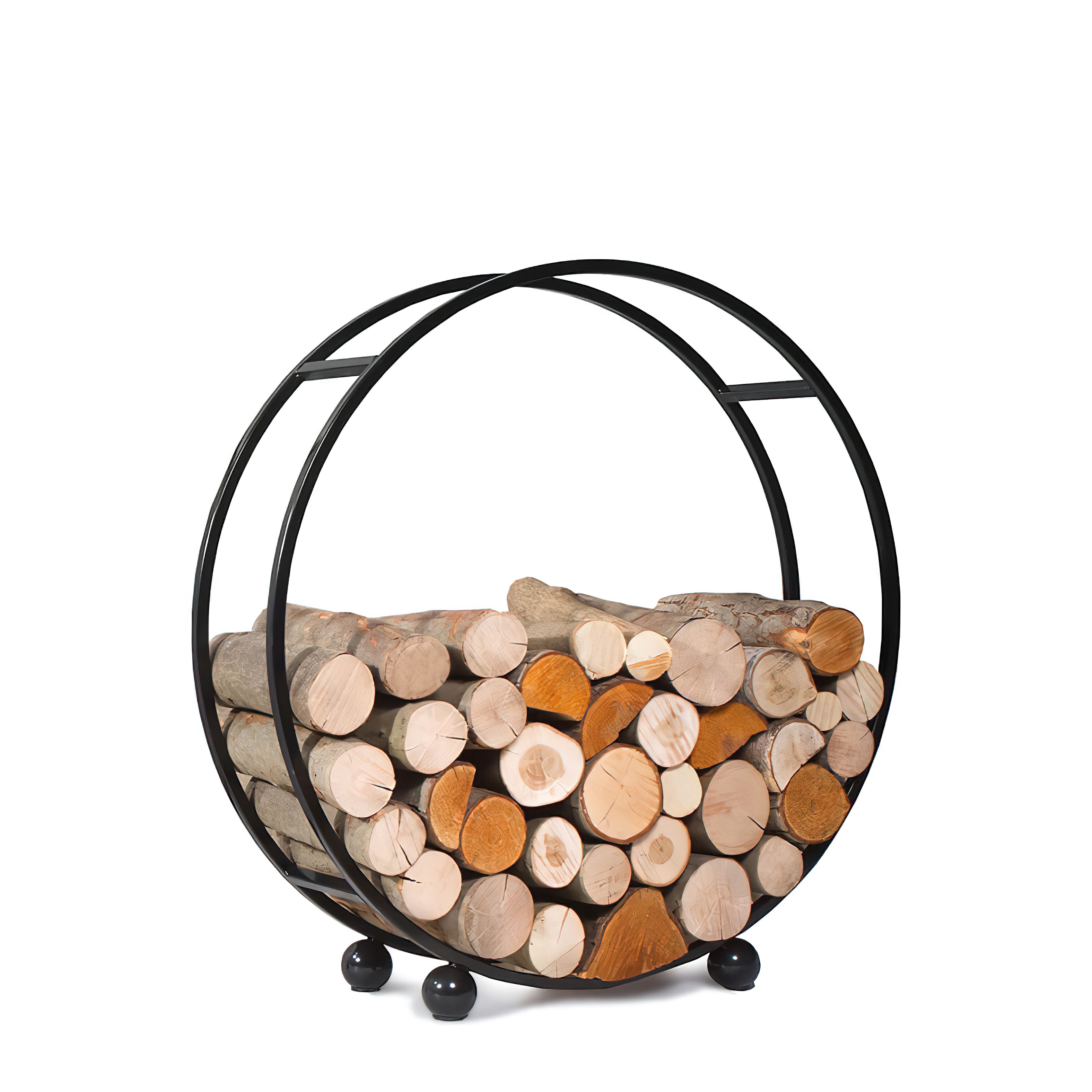 Holzregal in rundem Design - beständiger Lagerplatz für Feuerholz  - Medeas Holzregal
