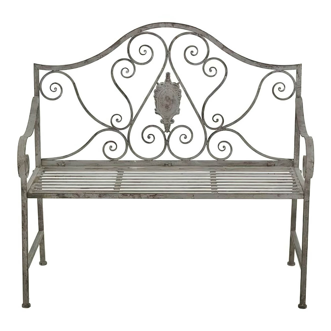 Gartenbank für 2 Personen aus Metall mit Antik-Finish - Winama