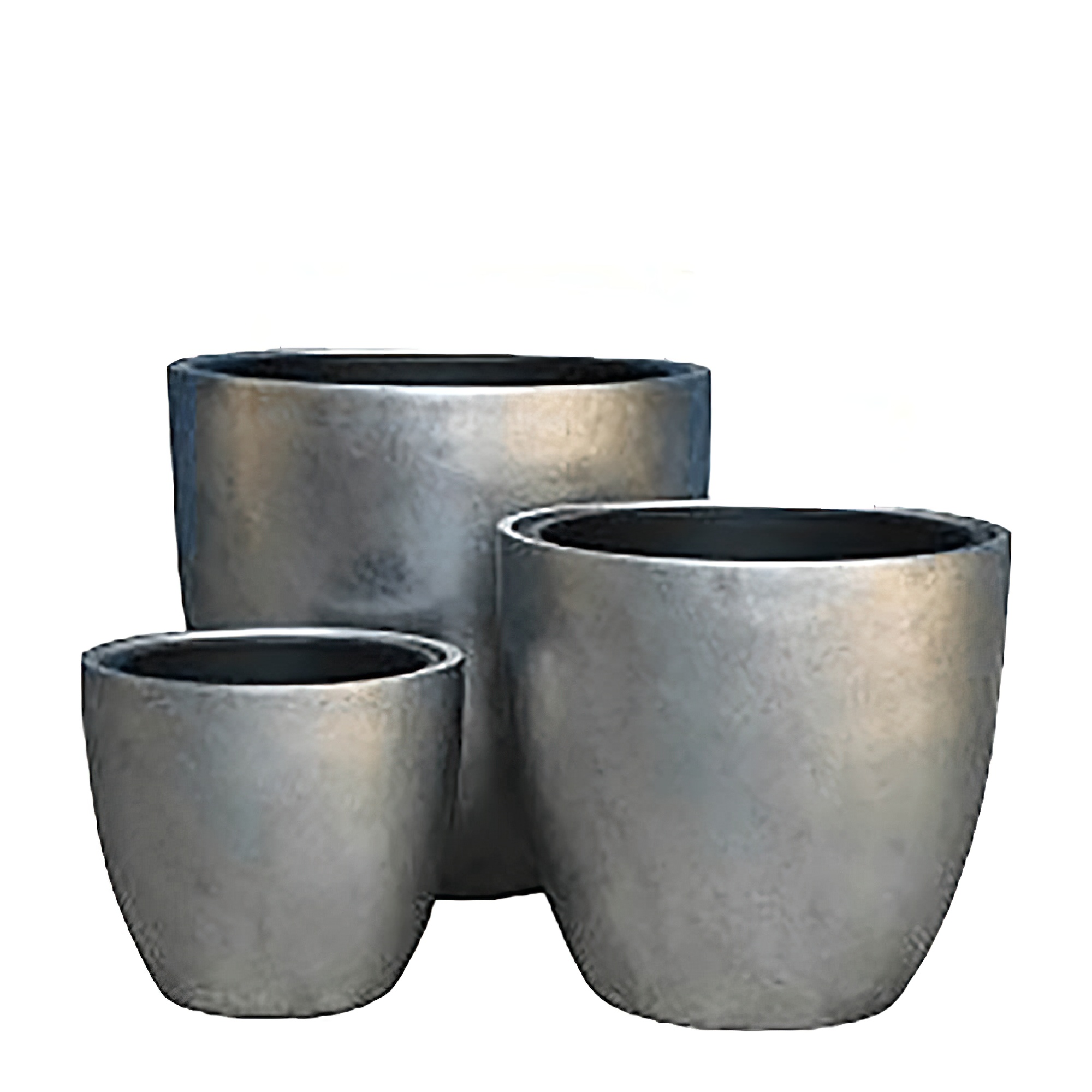 3er Set Pflanzkübel mit Einsatz - Polystone - Silber - Indoor - Bia / ohne Wasserstandsanzeiger