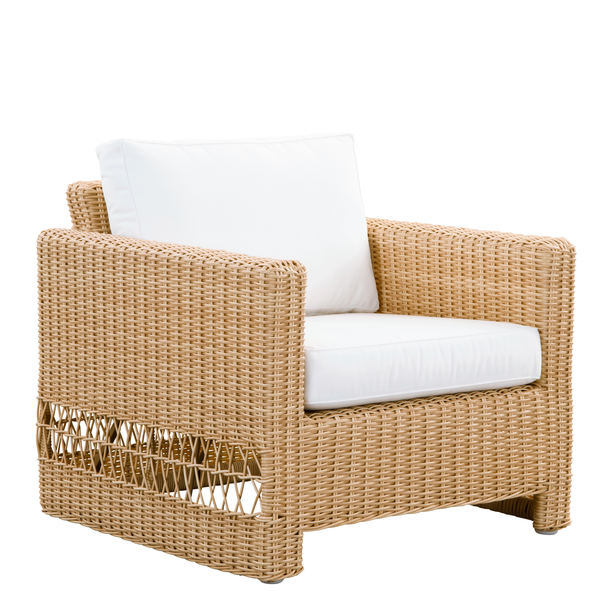 Brauner Geflechtsessel für die Outdoor Lounge aus Aluminium und Polyrattan - Gartensessel Joana / ohne Polster